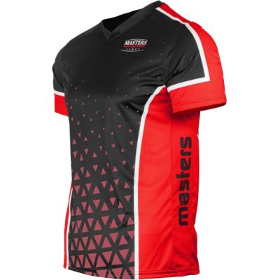 2. MASTERS "COMBAT JUNIOR" V-neck point-fighting shirt, black and red (WAKO APPROVED)