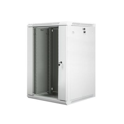 4. Lanberg WF01-6618-10S mounting cabinet (18U; 900mm / 600mm / 600 mm; wall-mounted; Glass; 19''; gray)