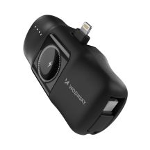 Wozinsky WF16-YLS 5000mAh 15W Lightning Mini Power Bank with Built-in USB-C Cable and Apple Watch Charger - Black