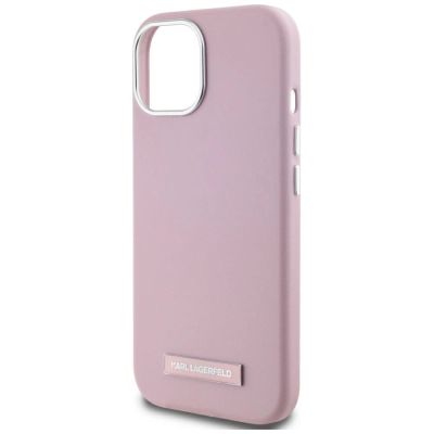 6. Karl Lagerfeld FW Metal Plate MagSafe iPhone 15 Case - Pink