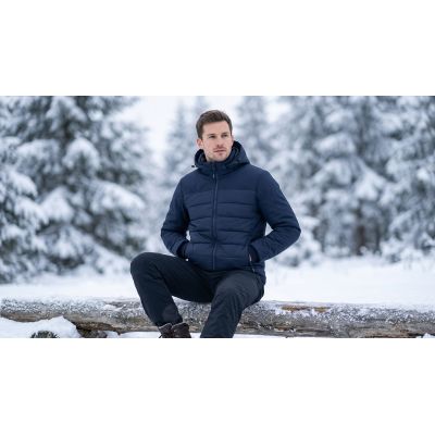 12. CMP men's winter jacket with hood, sports, insulated, navy blue (34K0147/N950)