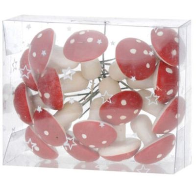 12. DECORATIVE FIGURINE OF MUSHROOMS ON WIRE 16 PCS