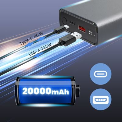 7. Extralink Powerbank EPB-126 20000mAh Silver Power bank, 45W PD, USB-C