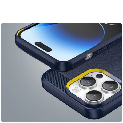 6. Carbon Case iPhone 14 Pro flexible gel back cover blue