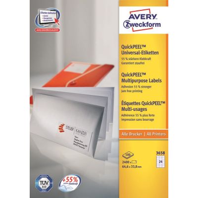 Avery 3658Z Self-Adhesive Labels Rectangle White 2400 pcs.