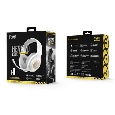 9. QCY Heroad V200 Tri-Mode Gaming Headphones with 7.1 Sound, 240h Battery, and Detachable Microphone - White