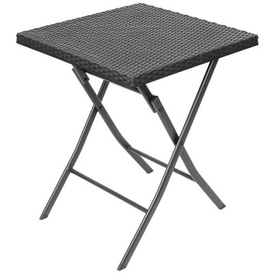 38. BALCONY FURNITURE SET TABLE 58X58X70CM AND 2 BLACK CHAIRS