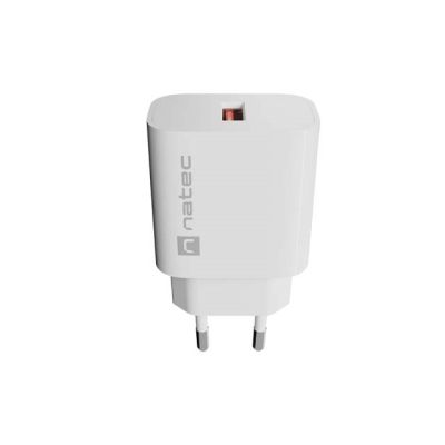 2. NATEC RIBERA 1X USB-A 18W WHITE WALL CHARGER
