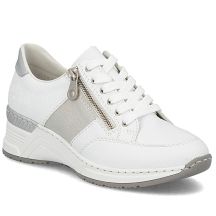 Women's sneakers with zipper, white, Rieker N4322-80