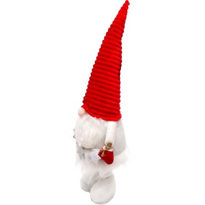 13. DECORATIVE SANTA CLAUS WITH SILVER STARS ON TELESCOPIC LEGS 50-70CM WHITE
