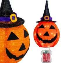 DECORATIVE PUMPKIN WITH HAT 68CM HALLOWEEN 30LED