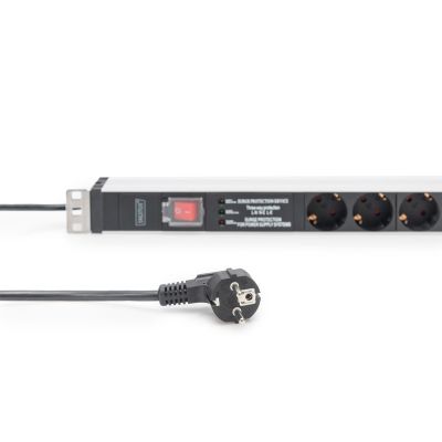 6. Digitus Power strip with aluminum profile and switch, surge protection, integrated mains filter, 5 sockets with contacts