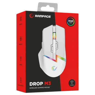 7. Rampage DROPM3V2-WHITE Wireless Mouse Drop M3 V2 24000 DPI White