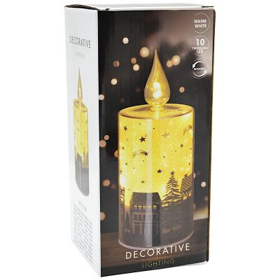 5. DECORATIVE GLASS CANDLE WARM WHITE LED 21CM