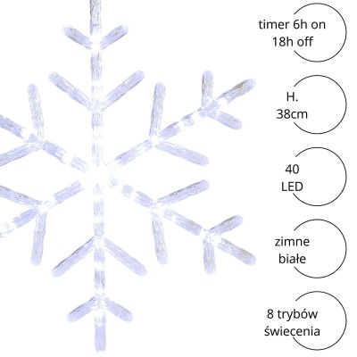 18. SNOWFLAKE DECORATIVE HANGING 40LED WHITE