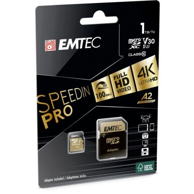 2. Emtec ECMSDM1TXC10SP 1TB MicroSDXC UHS-I Class 10 Flash Memory