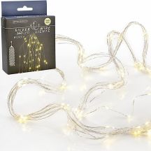 BATTERY-OPERATED WIRE LAMPS CASCADE 160 LED WARM WHITE TIMER