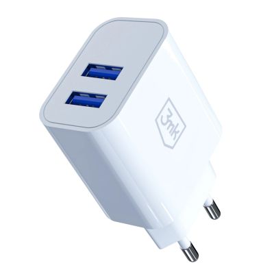 2. 3mk FlowPower 10W 2.4A 2A Wall Charger - White