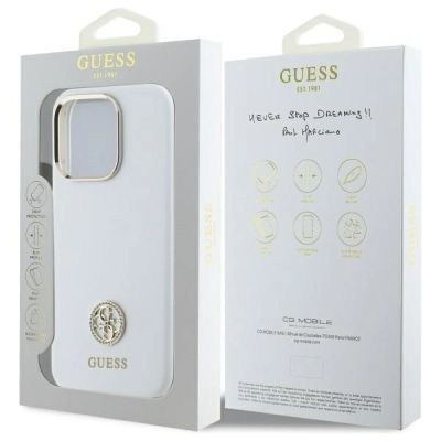 8. Guess Silicone Logo Strass 4G Case for iPhone 16 Pro - White