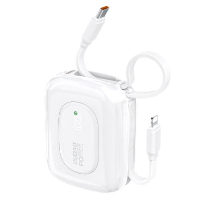 Dudao K32 22.5W 10000 mAh Powerbank with Built-in USB-C/ Lightning Cable - White