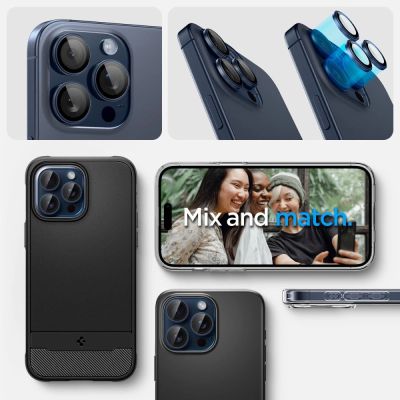 9. Spigen Optik.tR EZ Fit Camera Protector for iPhone 14 Pro / Pro Max / 15 Pro / Pro Max - Titanium Blue 2 pcs.