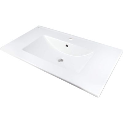 Ceramic recessed washbasin with space for a tap