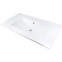 Ceramic recessed washbasin with space for a tap
