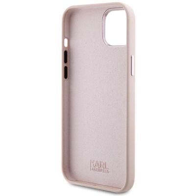 7. Karl Lagerfeld Silicone Choupette Metal Pin Case for iPhone 15 Plus / 14 Plus - Pink
