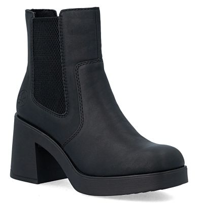 8. Women's Chelsea boots with a block heel, insulated, black, Rieker 58081-00