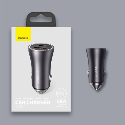 17. Baseus Golden Contactor Max fast car charger USB + USB type C 60 W Quick Charge blue (CGJM000103)
