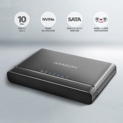 2. Axagon ADSA-CC USB-C 10Gbps - NVMe M.2 SSD & SATA 2.5/3.5 SSD/HDD CLONE MASTER 2 - Digital/Daten - NVMe USB 3.2 Gen 2 (3.1 Gen 2) Type-C Black