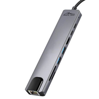 4. MEDIA-TECH HUB USB 8 IN 1 GIGA LAN HUB MT5046