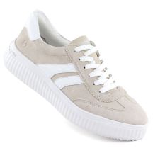 Beige leather sneakers Remonte Rieker D3E00-60
