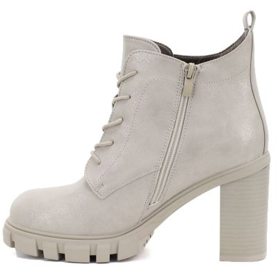 2. Cream women's ankle boots with a block heel M.Daszyński SA218-8