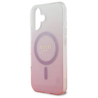 6. Guess IML Glitter Gradient MagSafe iPhone 16 Plus Case - Pink
