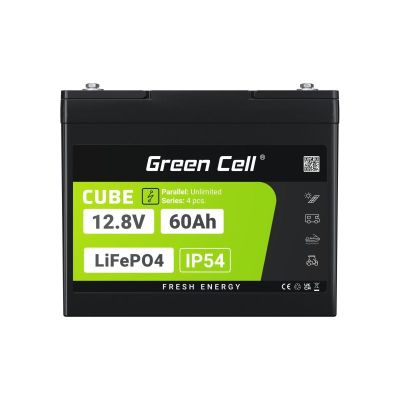 26. GREEN CELL LIFEPO4 CUBE BATTERY 60AH 12V/12.8V 768WH LFPGC12V60AH