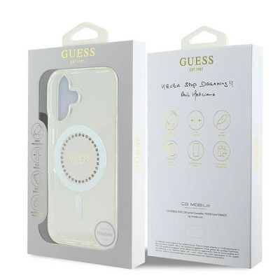 8. Guess IML Rhinestones MagSafe Case for iPhone 16 - White