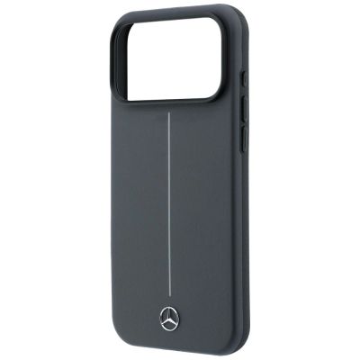 6. Mercedes Leather Semi Wrap with Iconic Line MagSafe Case for iPhone 18 Pro Max / 17 Pro Max - Dark Gray