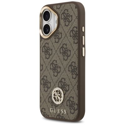 2. Guess 4G Strass Logo & Big Strap Metal Buttons MagSafe Case for iPhone 17 - Brown