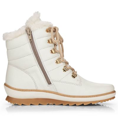 28. Remonte W RKR629 wool-lined waterproof leather ankle boots, white