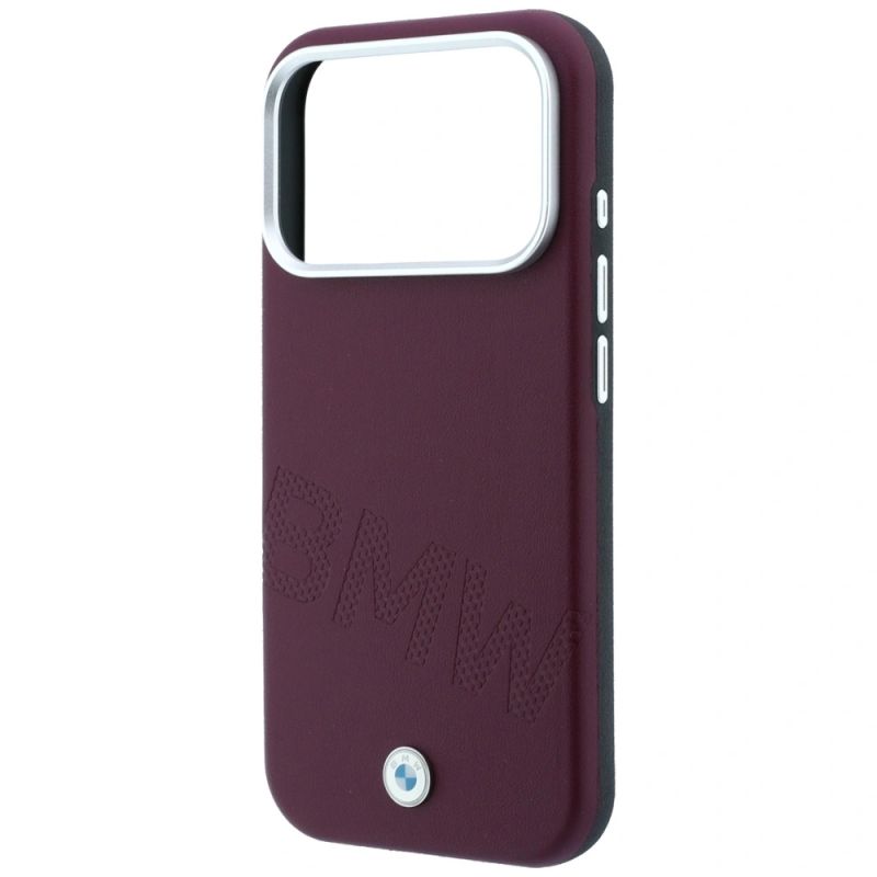 6. BMW Sign Inclined Deboss Letters MagSafe case for iPhone 17 Pro / 18 Pro - burgundy