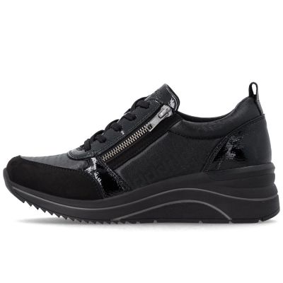 9. Women's wedge sneakers black Remonte Rieker D0T22-03
