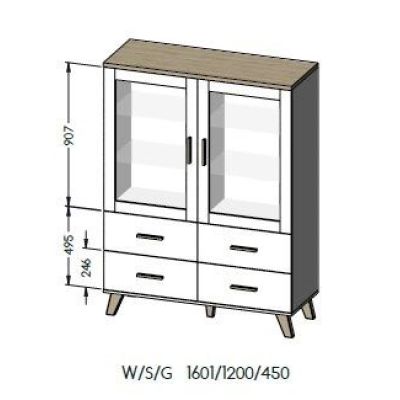3. LOTTA 120 2D4S display cabinet wotan + matt black