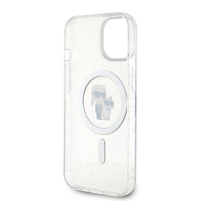 7. Karl Lagerfeld Karl&Choupette Glitter MagSafe case for iPhone 15 Plus - transparent