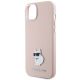 6. Karl Lagerfeld Silicone Choupette Metal Pin Case for iPhone 15 Plus / 14 Plus - Pink