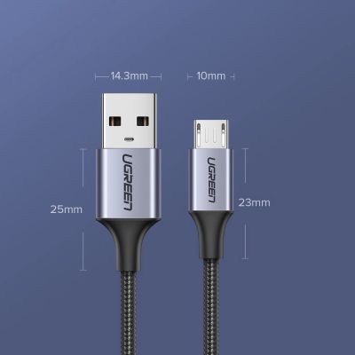13. Ugreen US290 60146 USB-A / micro USB 2.4A cable 1m - gray