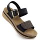 4. Women's leather wedge sandals with Velcro straps, black Rieker V0951