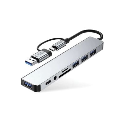 2. Tech-Protect HB06 HUB Adapter 8in1 TYPE-C + USB2.0 + USB3.0 + SD/TF + AV3.5 - gray
