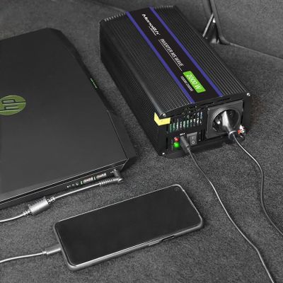8. Qoltec Monolith 2000 MS Wave Voltage Converter | 12V to 230V | 1000/2000W | USB