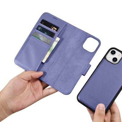 15. iCarer Wallet Case 2in1 Cover iPhone 14 Plus Anti-RFID Leather Flip Case Light Purple (WMI14220727-LP)